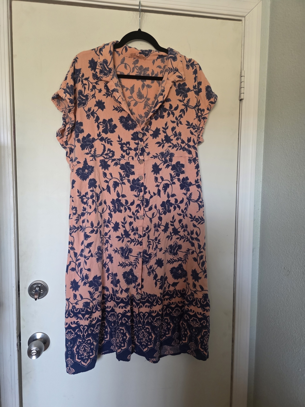 Lucky Brand Pink Dress with Navy Floral Print
